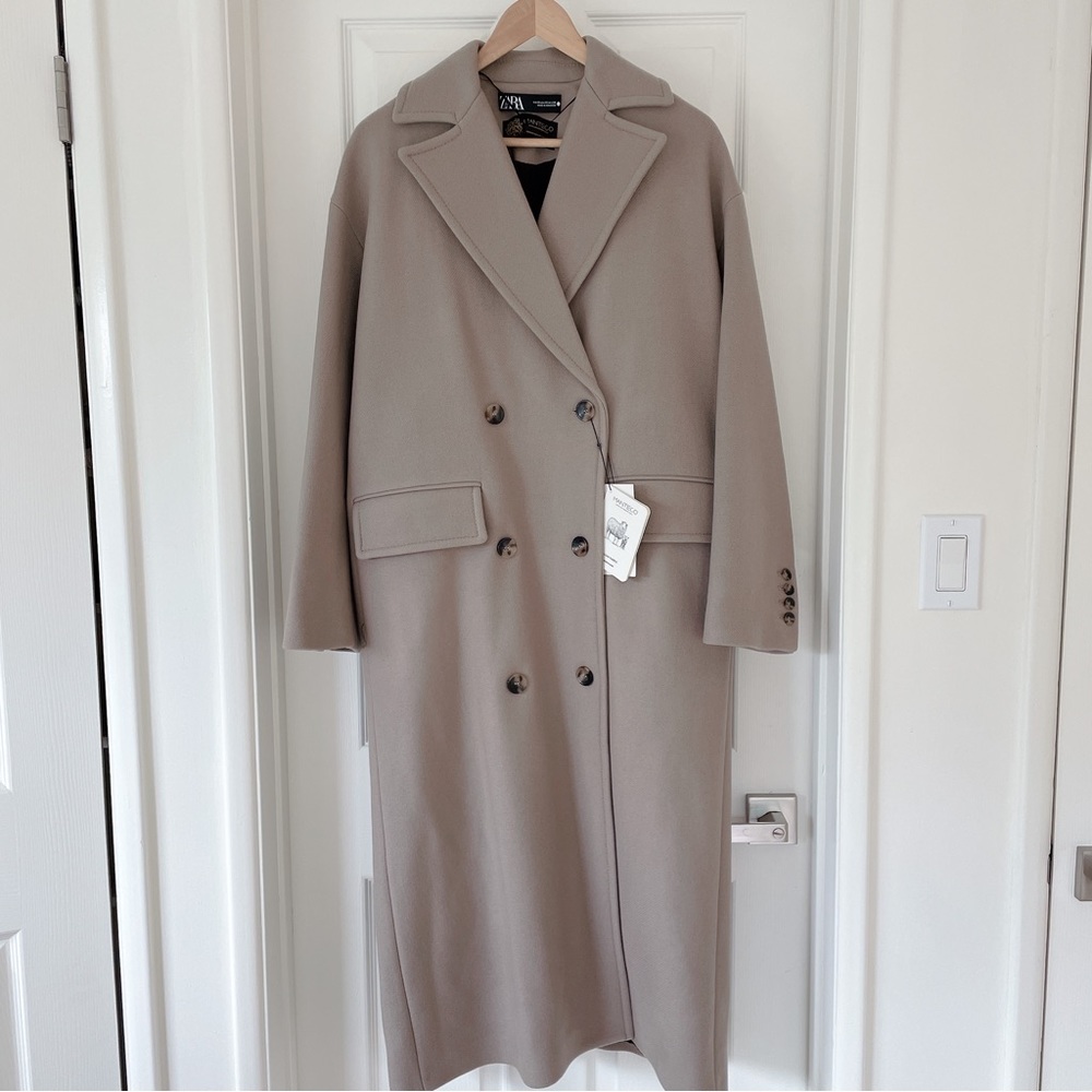 Zara Tan Double-Breasted Coat